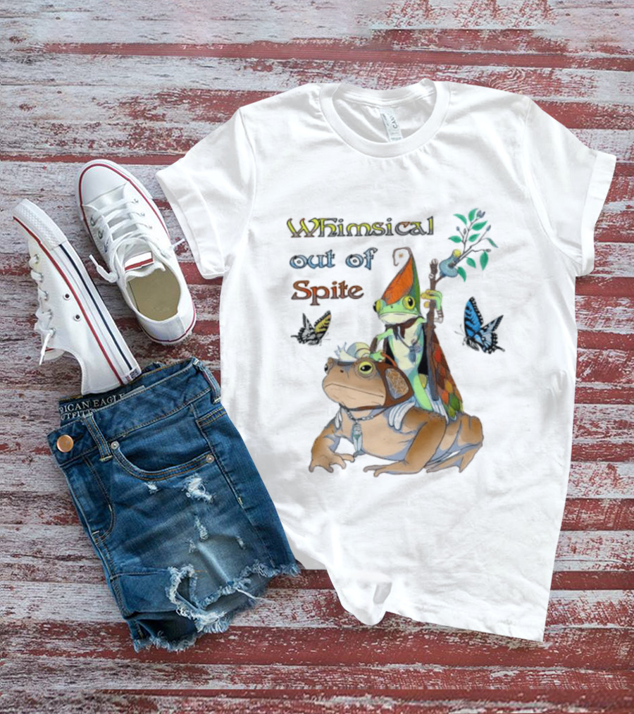 Whimsical Frog Out Of Spite With Butterflies And Chameleon T-Shirt