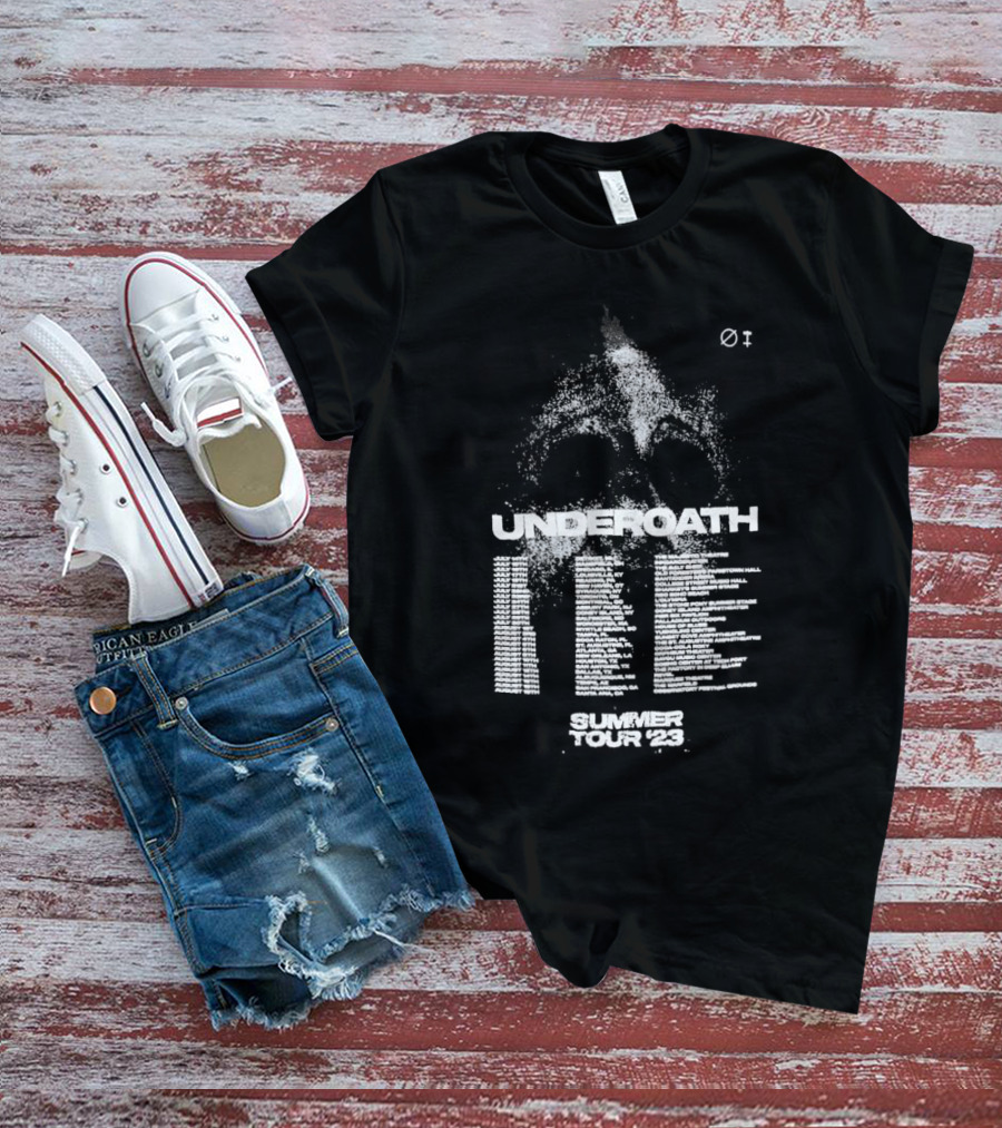 Underoath Summer Tour 2023 Skull With Flame And Spine T-Shirt