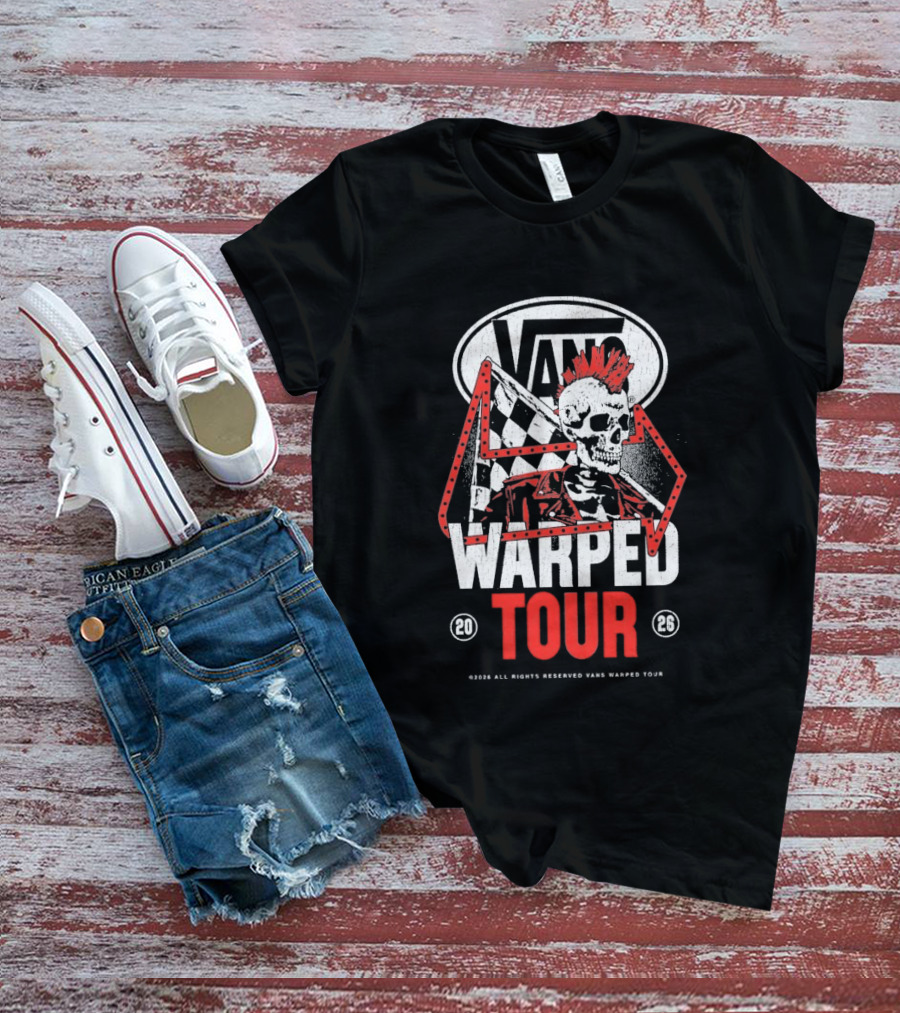 Vans Warped Tour Outlaw Checkered Skull Punk 2023 T-Shirt