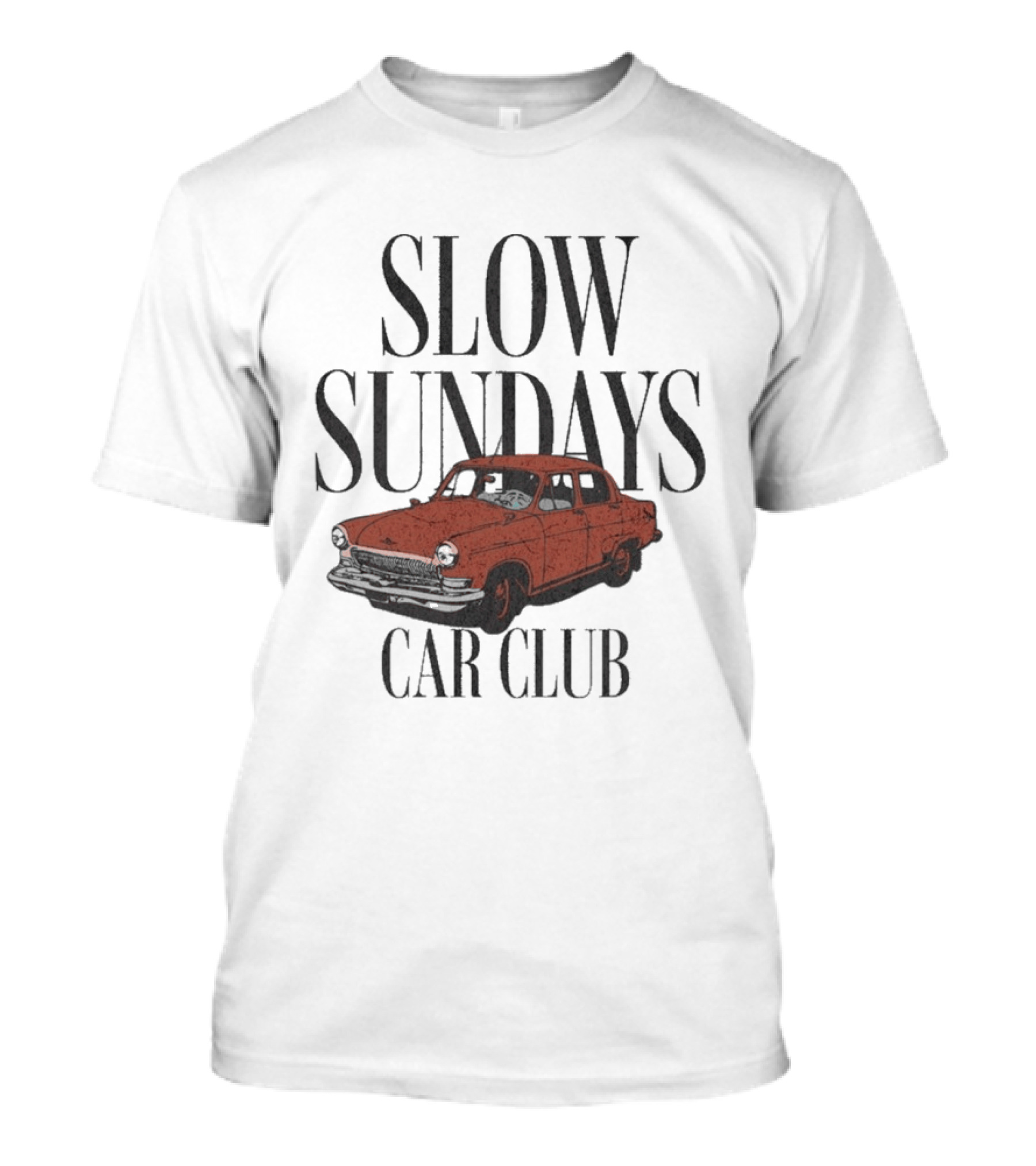 Slow Sundays Car Club Vintage Red Classic Car T-Shirt