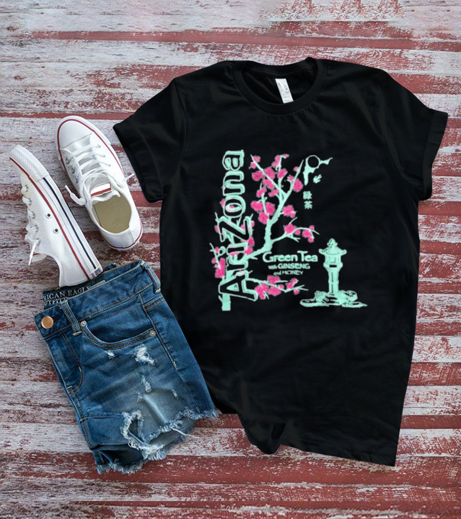 Arizona Beverages Green Tea With Ginseng Cherry Blossom Lantern Scene T-Shirt
