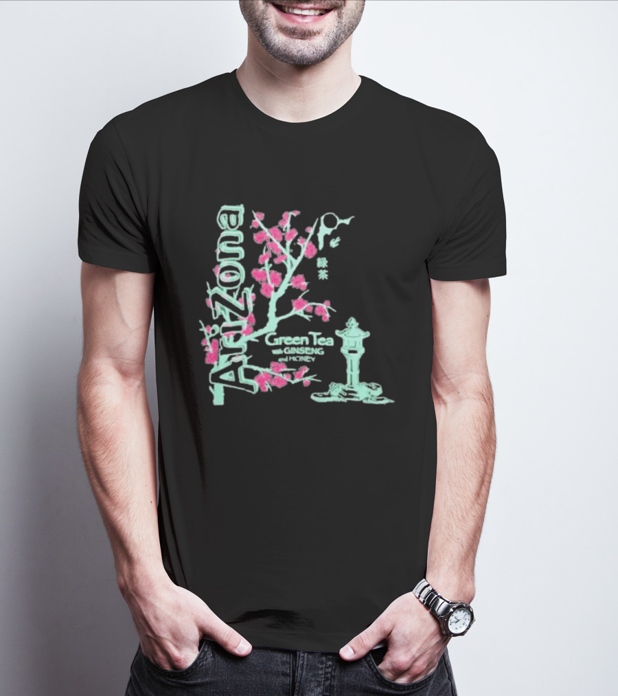 Arizona Beverages Green Tea With Ginseng Cherry Blossom Lantern Scene T-Shirt