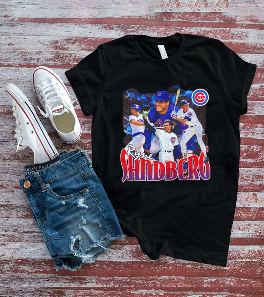 Ryne Sandberg Chicago Cubs MLB Player Collage T-Shirt