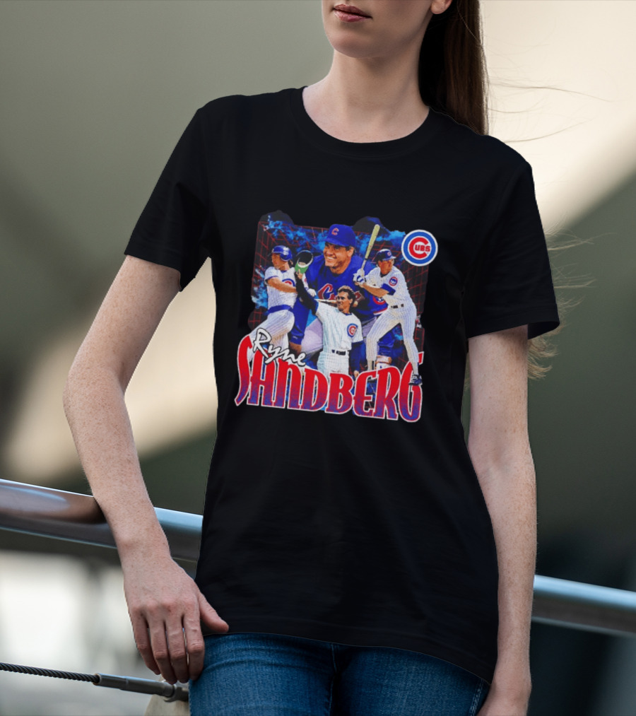 Ryne Sandberg Chicago Cubs MLB Player Collage T-Shirt