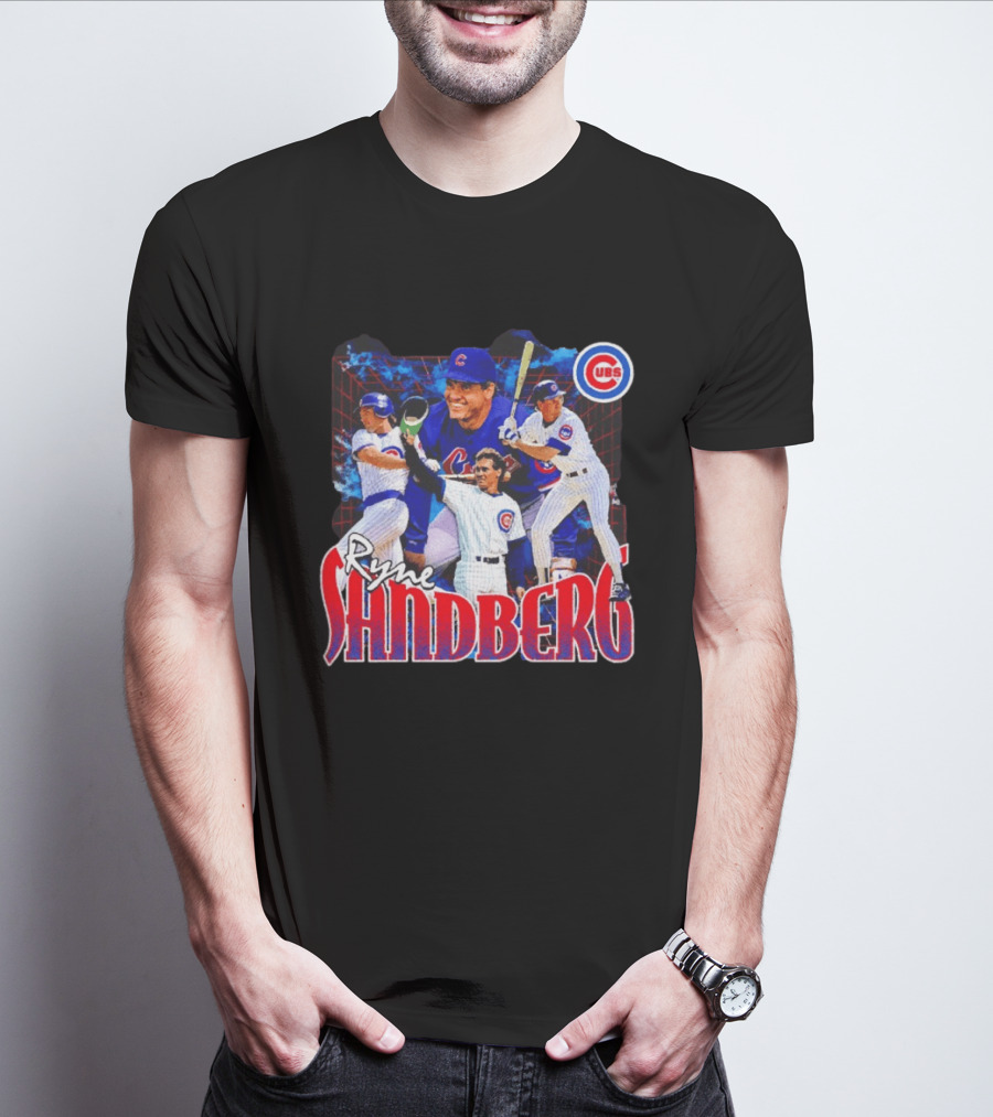 Ryne Sandberg Chicago Cubs MLB Player Collage T-Shirt