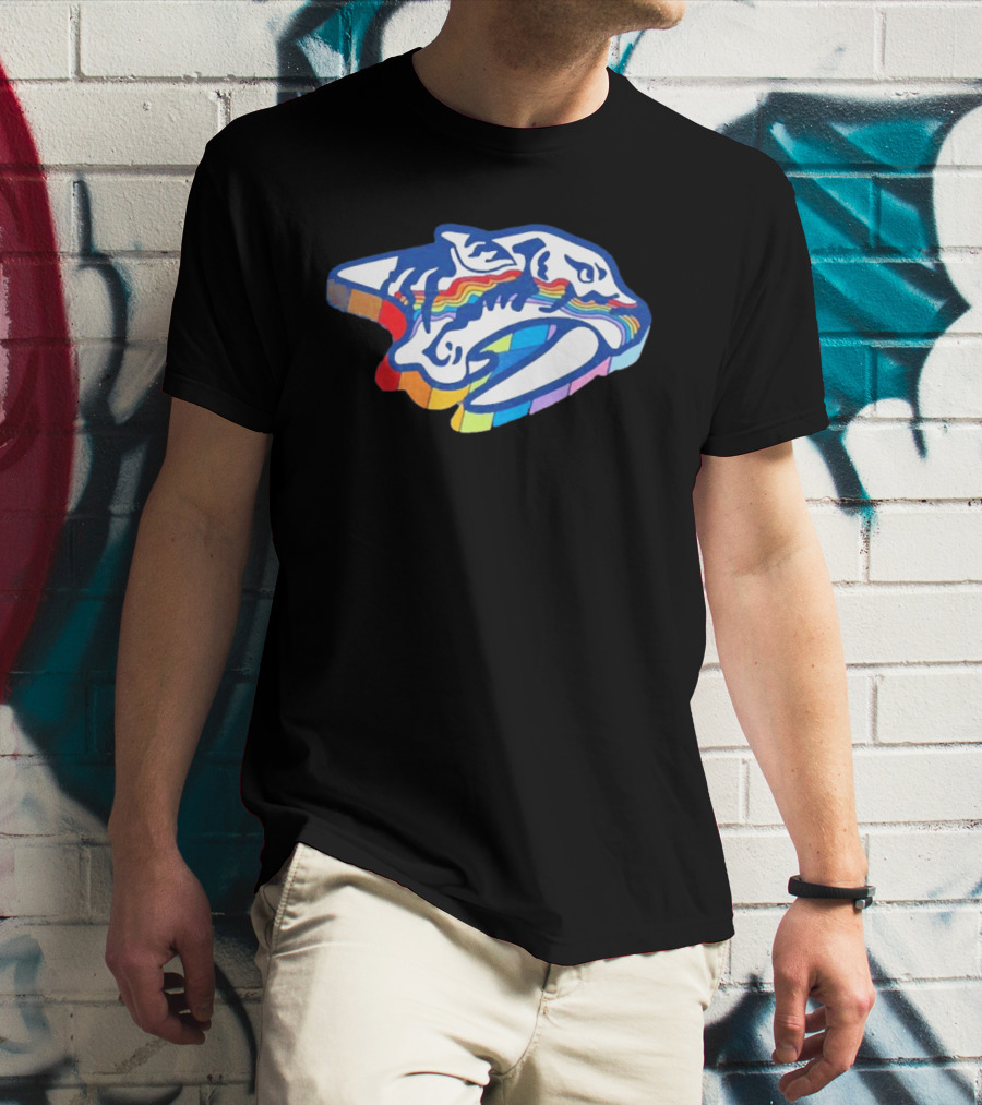 Nashville Predators Rainbow Pride Hockey Team LGBTQIA+ Support T-Shirt