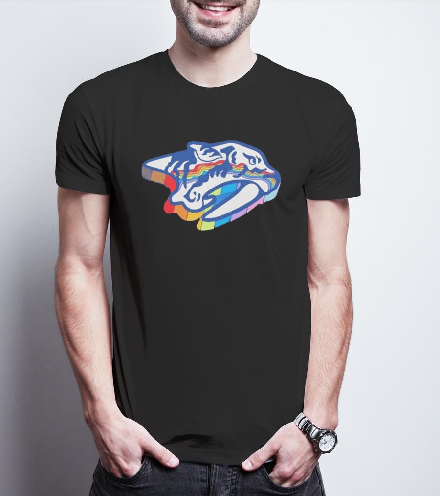 Nashville Predators Rainbow Pride Hockey Team LGBTQIA+ Support T-Shirt