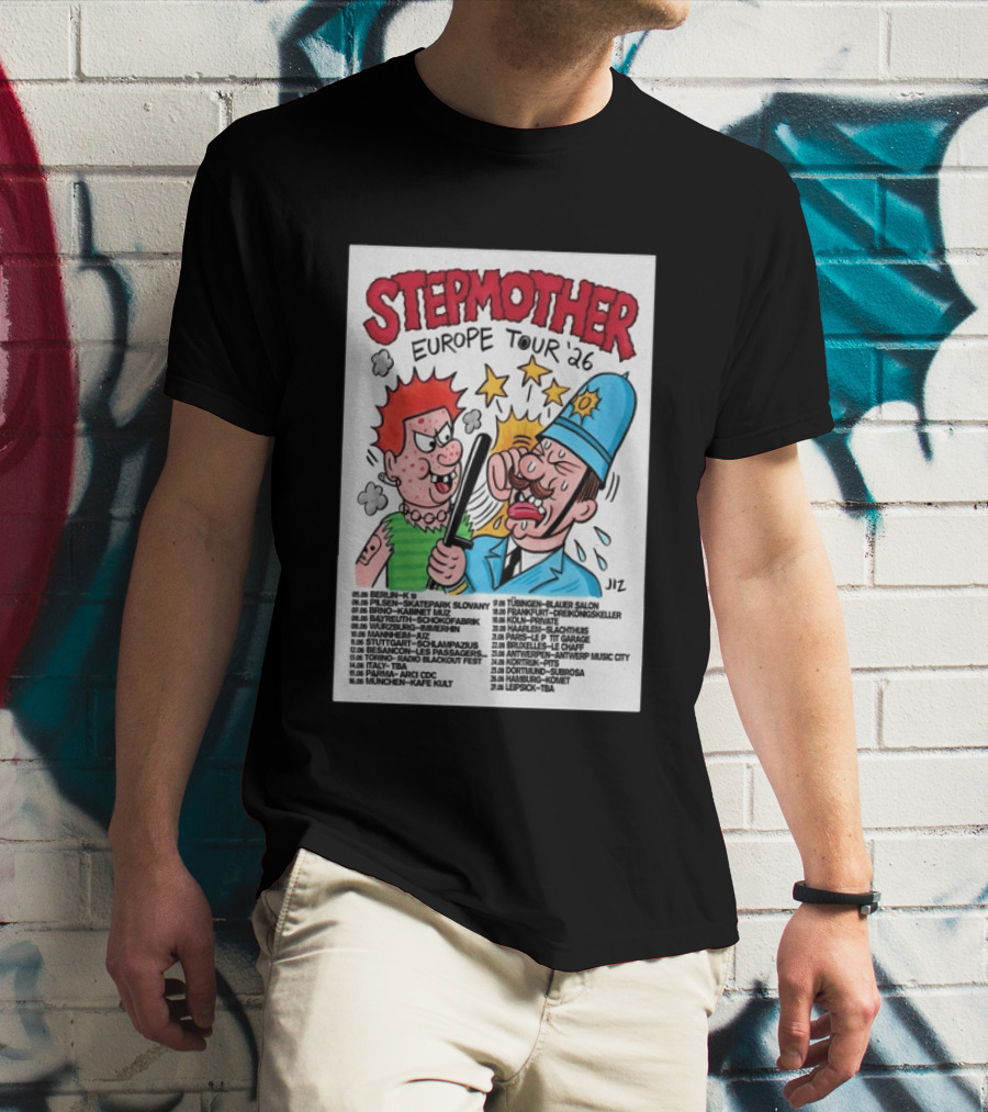 Stepmother Europe Tour 2026 Cartoon Punk Rock Dates And Locations T-Shirt