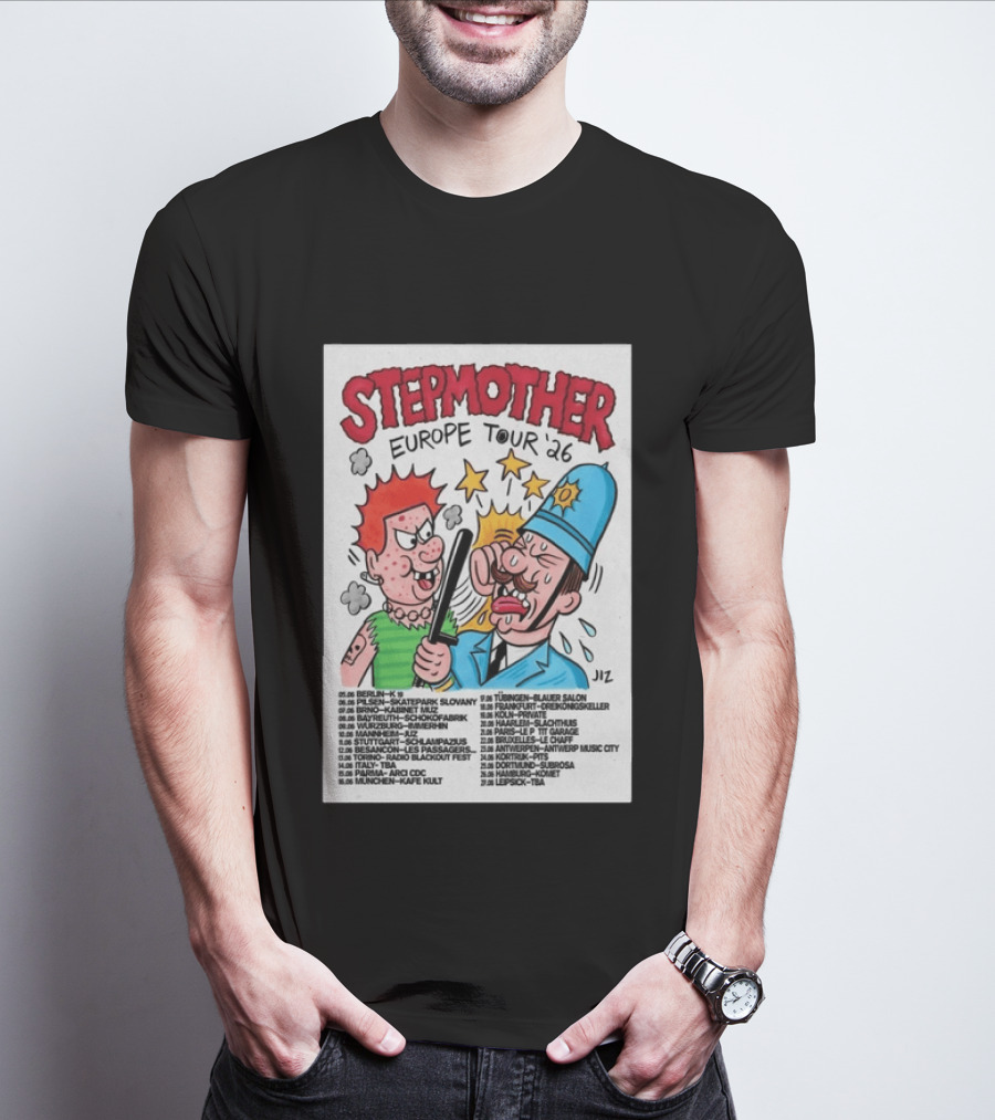 Stepmother Europe Tour 2026 Cartoon Punk Rock Dates And Locations T-Shirt