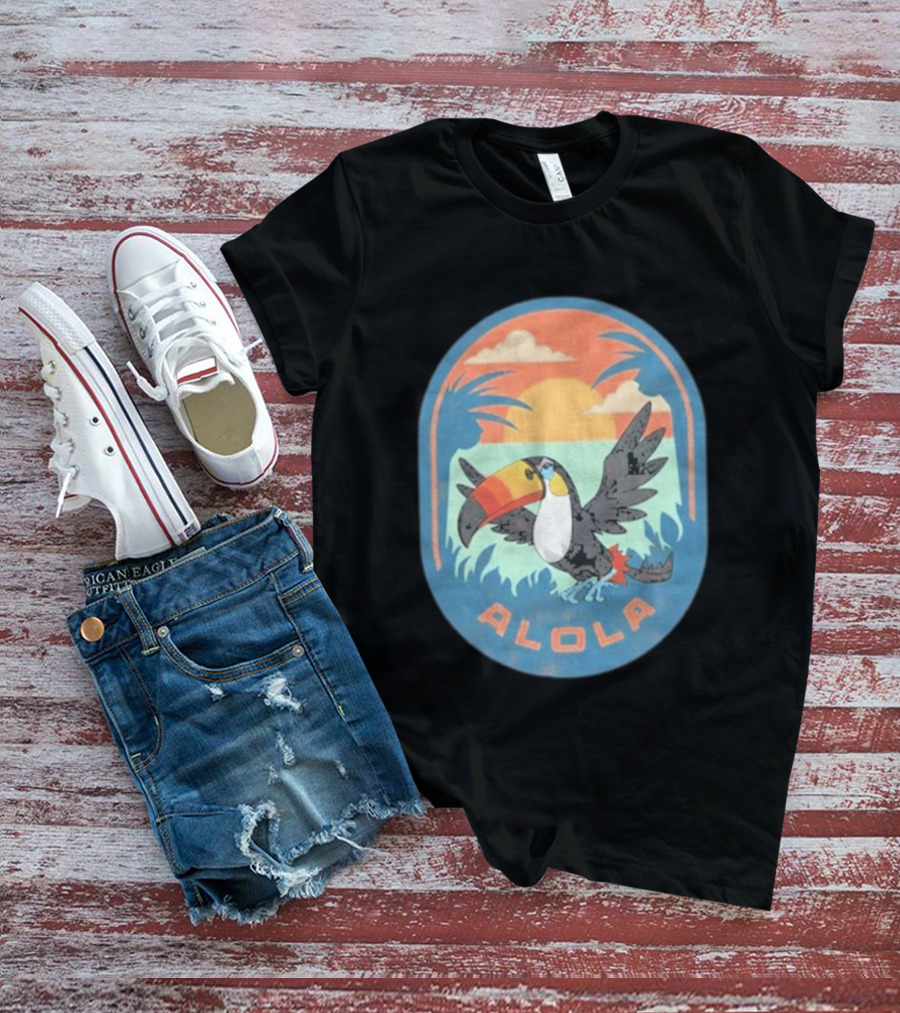 Alola Pokémon Toucan Tropical Sunset Scene T-Shirt