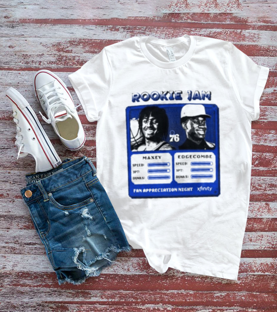 Rookie Jam Philadelphia 76ers Maxey Edgecombe Stats Display T-Shirt