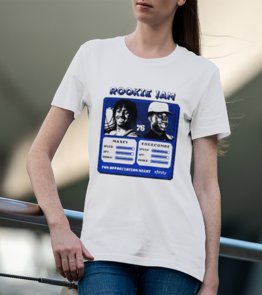 Rookie Jam Philadelphia 76ers Maxey Edgecombe Stats Display T-Shirt