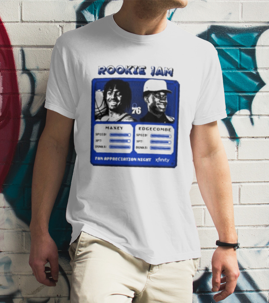 Rookie Jam Philadelphia 76ers Maxey Edgecombe Stats Display T-Shirt