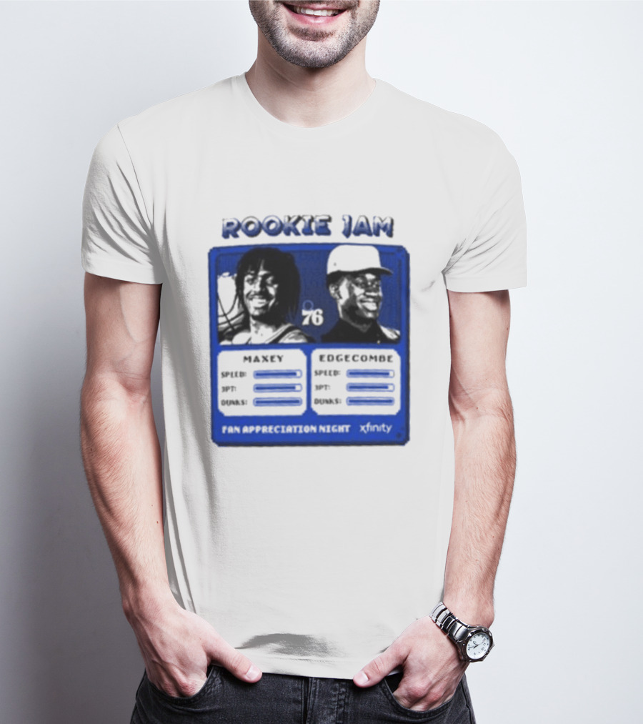 Rookie Jam Philadelphia 76ers Maxey Edgecombe Stats Display T-Shirt