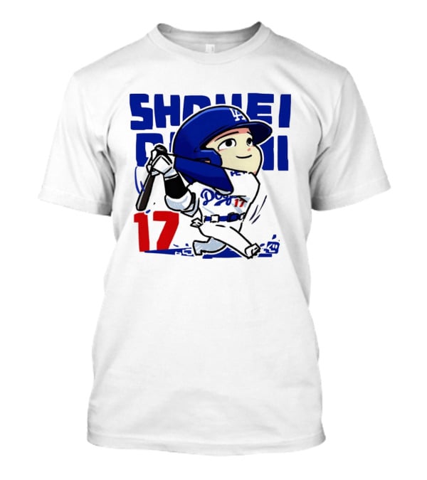 Shohei Ohtani Los Angeles Dodgers Cartoon Major League Baseball Number 17 T-Shirt