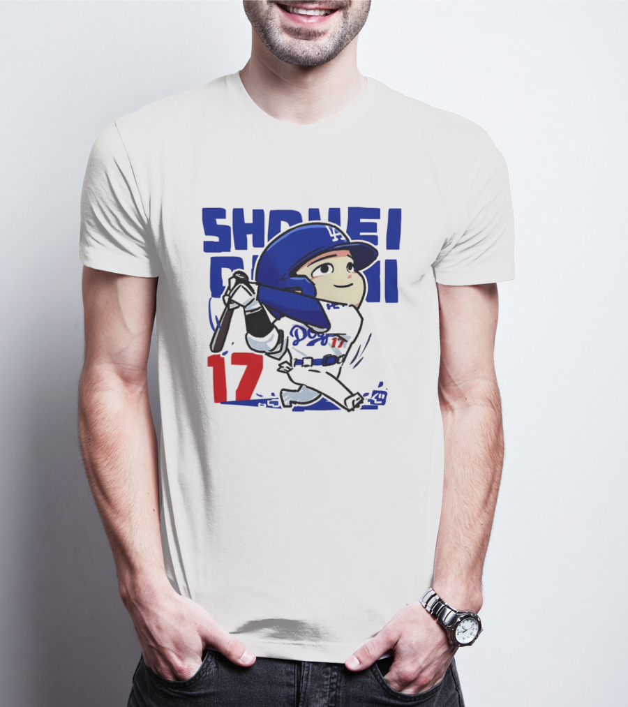 Shohei Ohtani Los Angeles Dodgers Cartoon Major League Baseball Number 17 T-Shirt