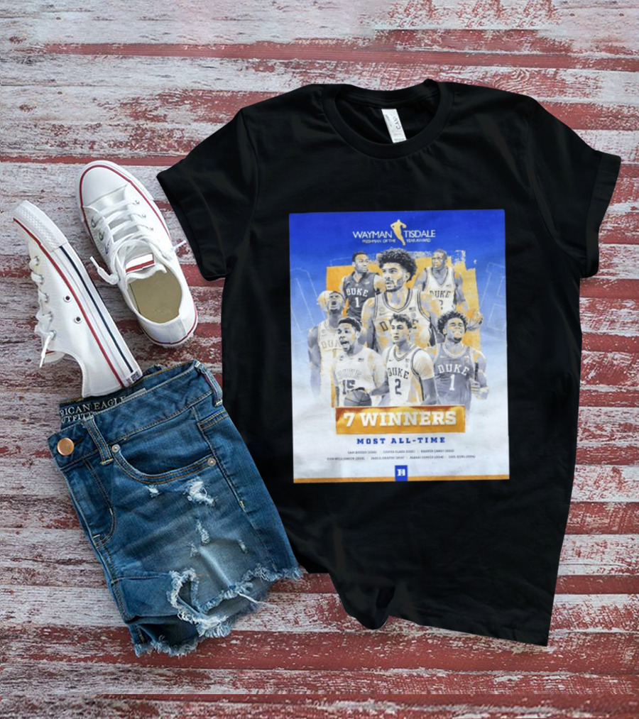 Wayman Tisdale Freshman Of The Year Award Duke Blue Devils 7 Winners Most All Time T-Shirt