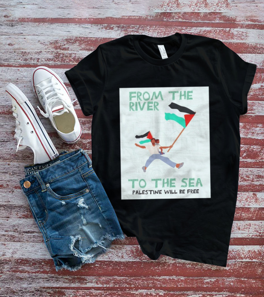 From The River To The Sea Palestine Will Be Free Flag Person Holding Child T-Shirt