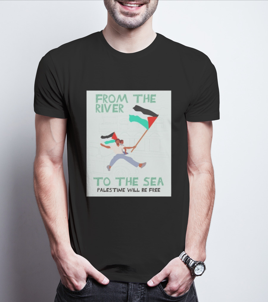 From The River To The Sea Palestine Will Be Free Flag Person Holding Child T-Shirt
