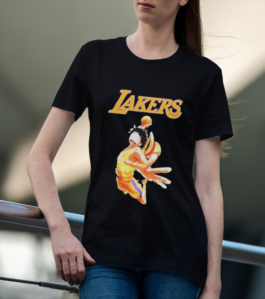One Piece Luffy Basketball Lakers Crossover Collaboration T-Shirt