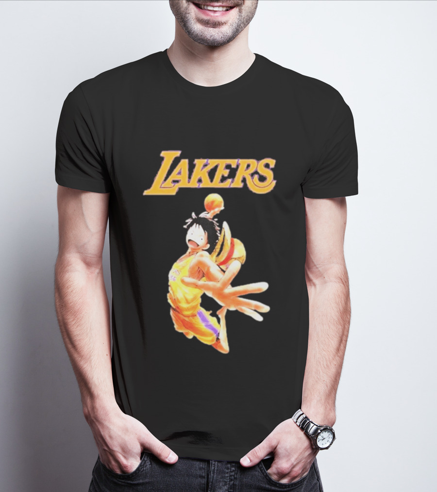 One Piece Luffy Basketball Lakers Crossover Collaboration T-Shirt
