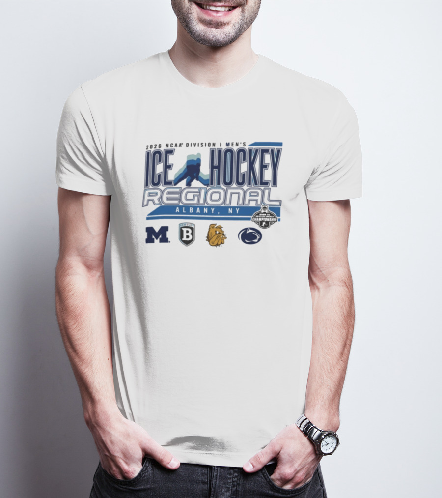 2026 NCAA Division I Men's Ice Hockey Regional Albany NY Team Logos T-Shirt