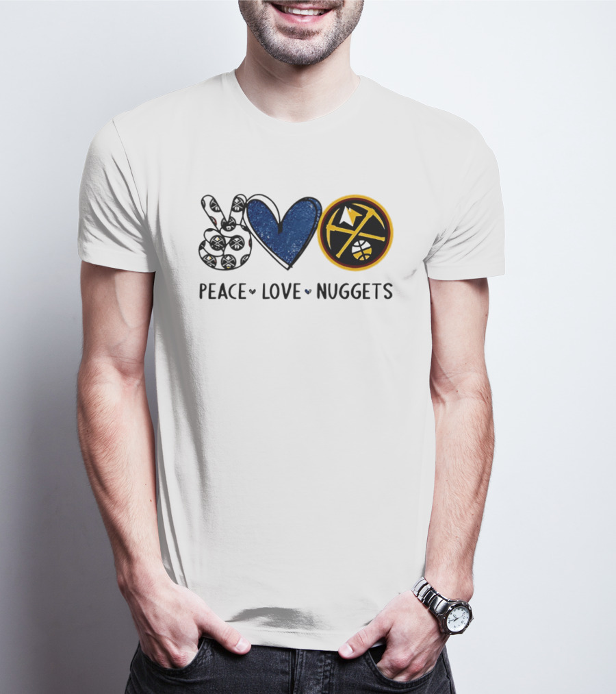 Peace Love Nuggets Denver Basketball Fan T-Shirt