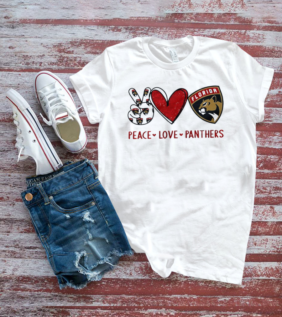 Peace Heart Florida Panthers NHL Fan Gear T-Shirt