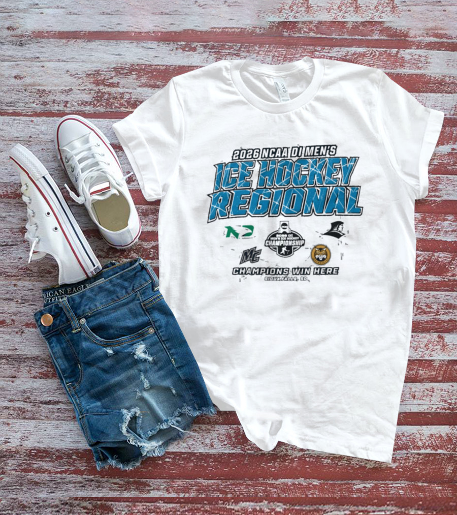 2026 NCAA DI Men's Ice Hockey Regional Championship Sioux Falls Champions Win Here T-Shirt