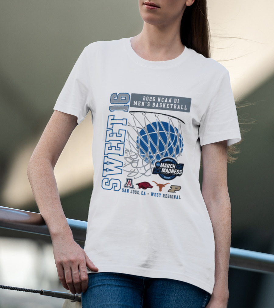 Sweet 16 March Madness 2026 NCAA DI Men's Basketball Tournament San Jose CA West Regional T-Shirt