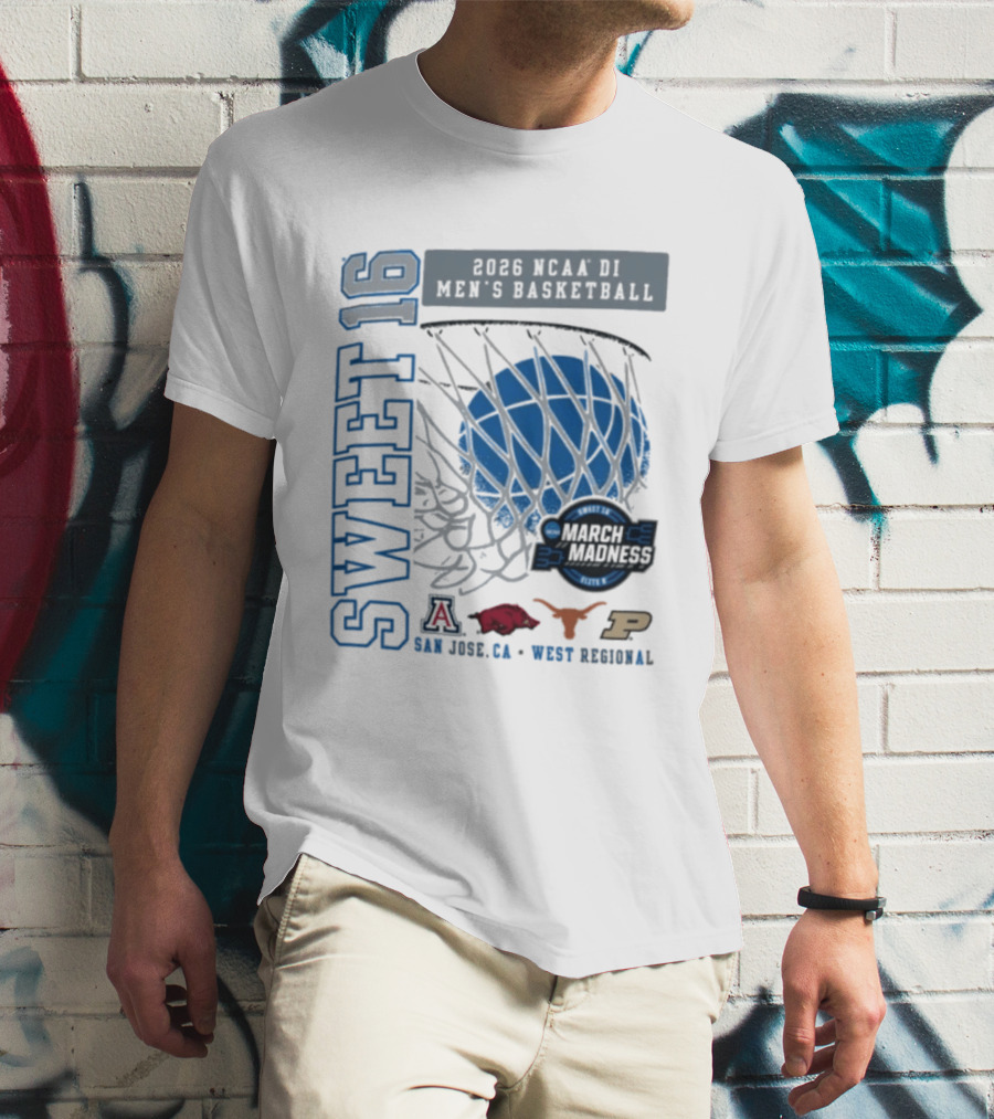 Sweet 16 March Madness 2026 NCAA DI Men's Basketball Tournament San Jose CA West Regional T-Shirt