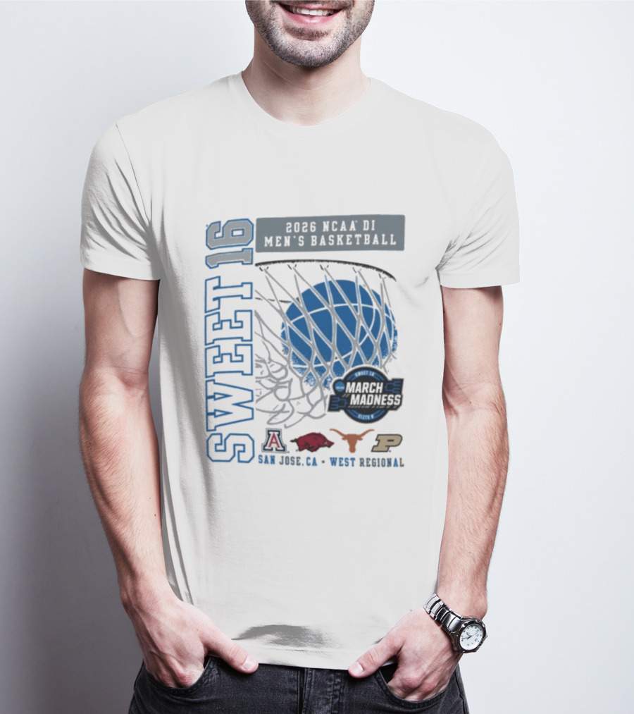 Sweet 16 March Madness 2026 NCAA DI Men's Basketball Tournament San Jose CA West Regional T-Shirt