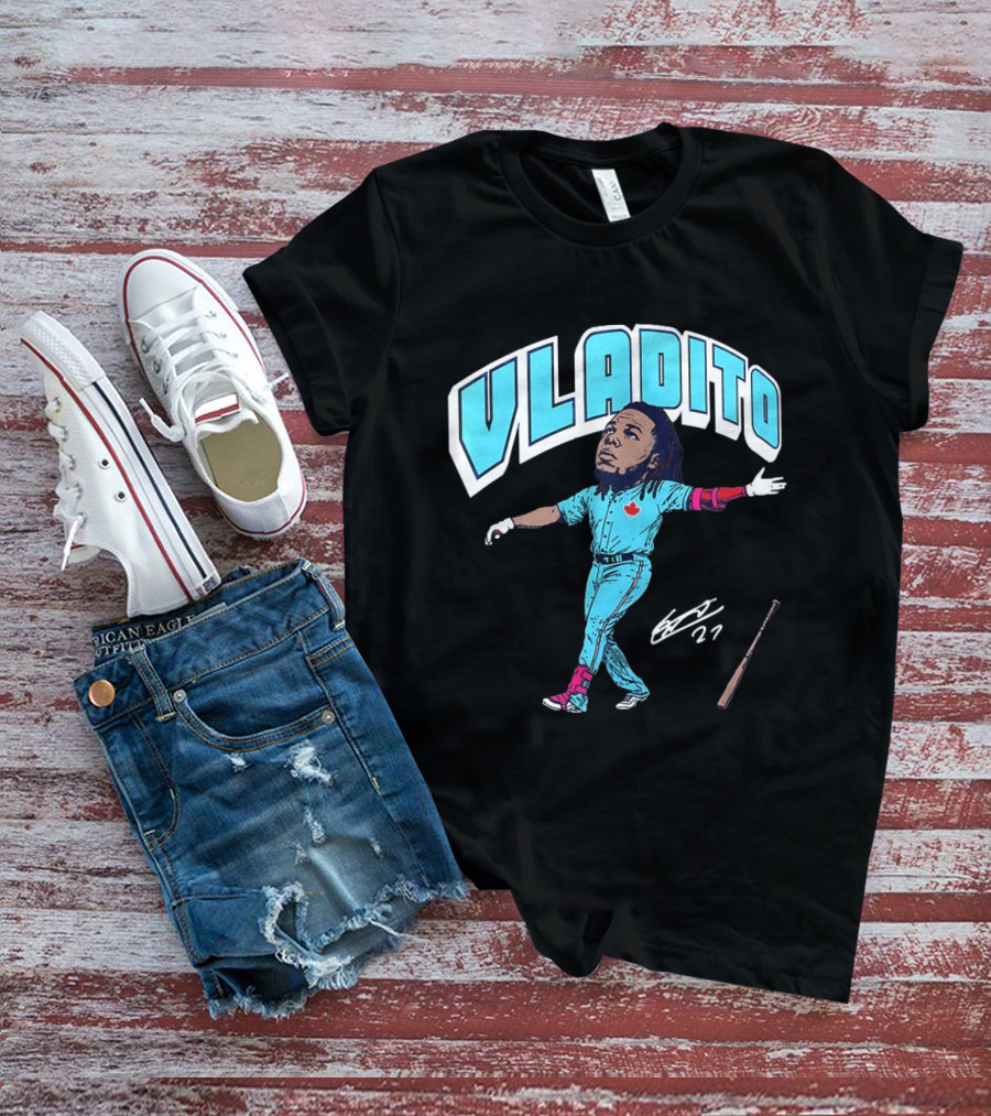 Vladito Vladimir Guerrero Jr. Toronto Blue Jays Caricature Baseball Card 27 T-Shirt