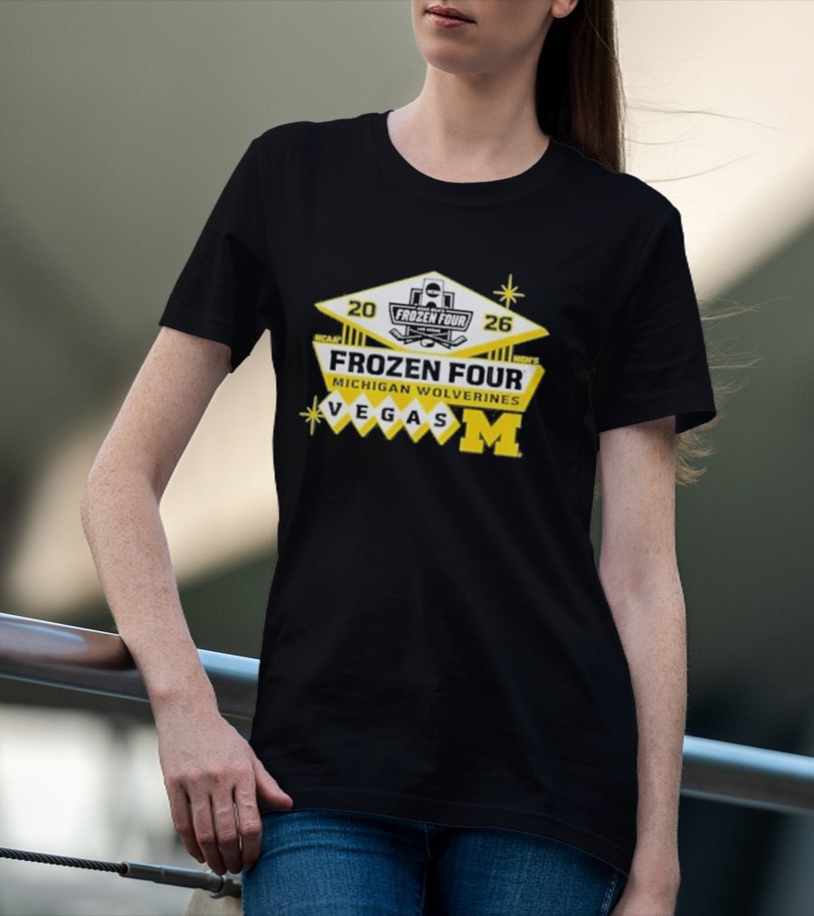 2026 NCAA Men's Ice Hockey Frozen Four Michigan Wolverines Vegas T-Shirt