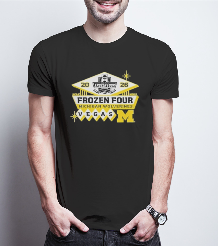 2026 NCAA Men's Ice Hockey Frozen Four Michigan Wolverines Vegas T-Shirt