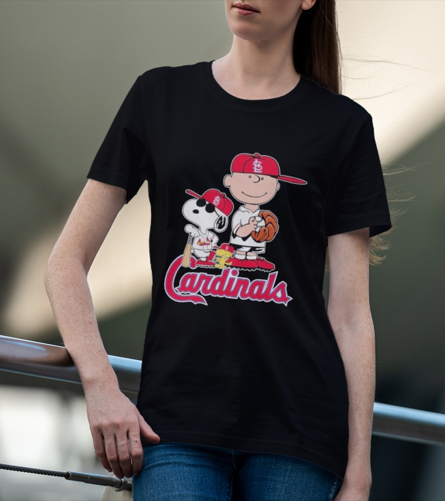 St. Louis Cardinals Peanuts Snoopy Charlie Brown Woodstock Baseball T-Shirt