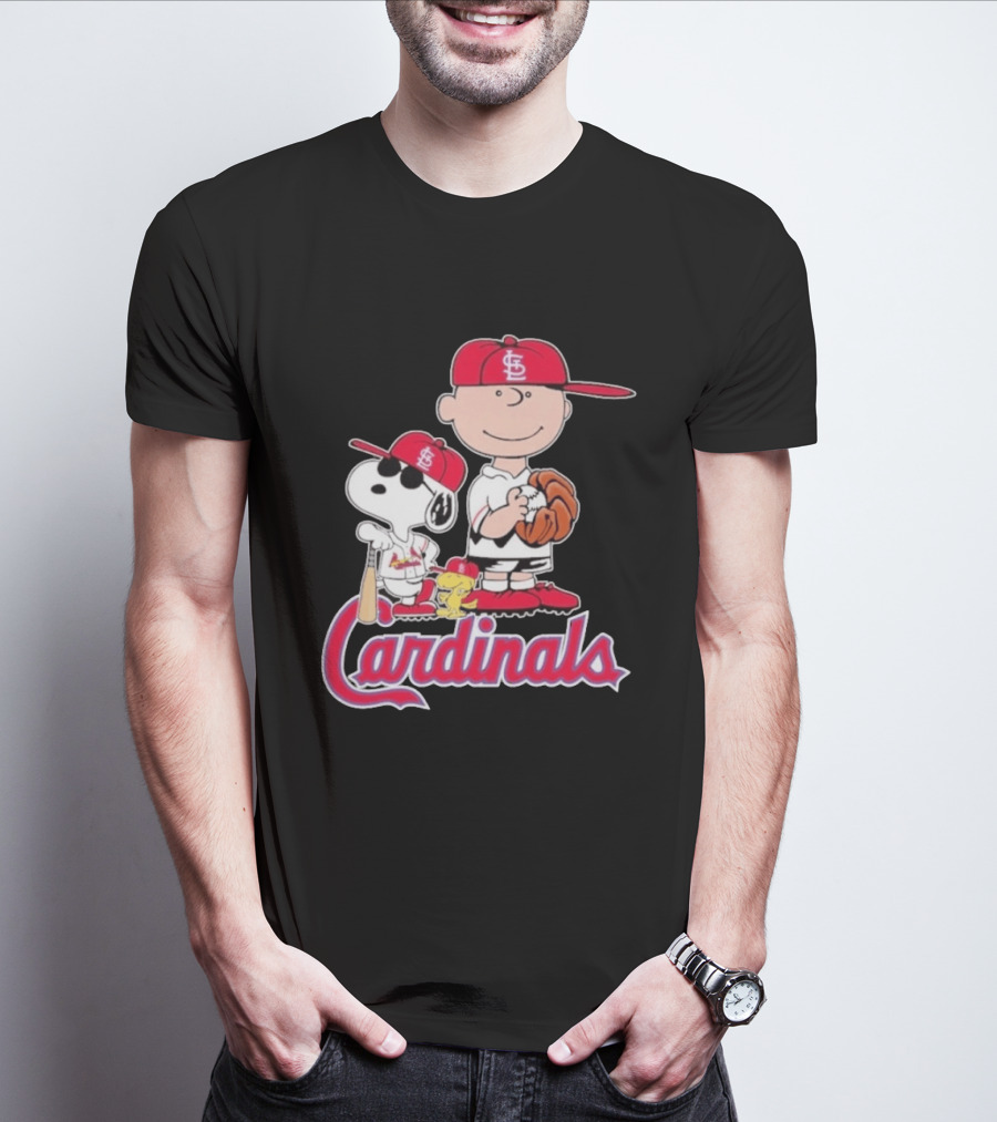 St. Louis Cardinals Peanuts Snoopy Charlie Brown Woodstock Baseball T-Shirt