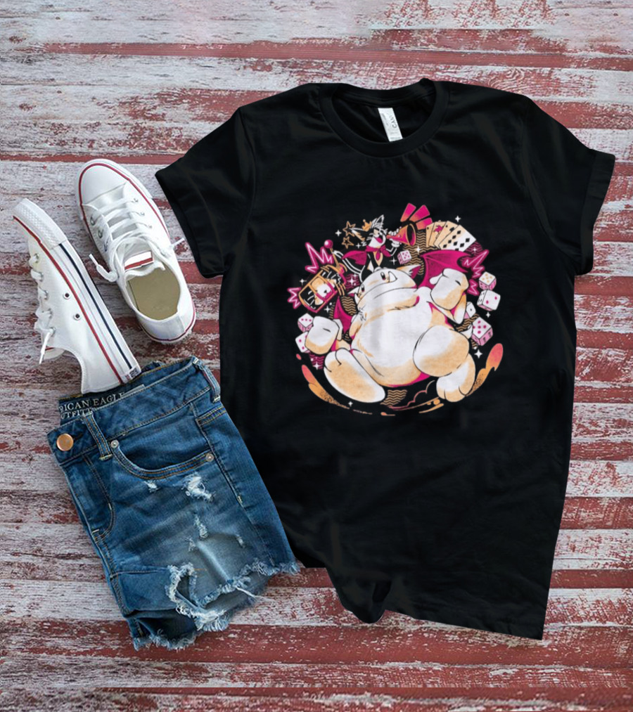Fortune Favors The Cait Pop Culture Magical Creature With Cards Dice And Mystical T-Shirt