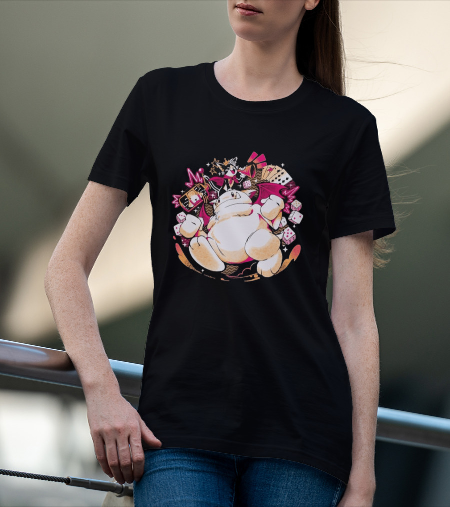 Fortune Favors The Cait Pop Culture Magical Creature With Cards Dice And Mystical T-Shirt