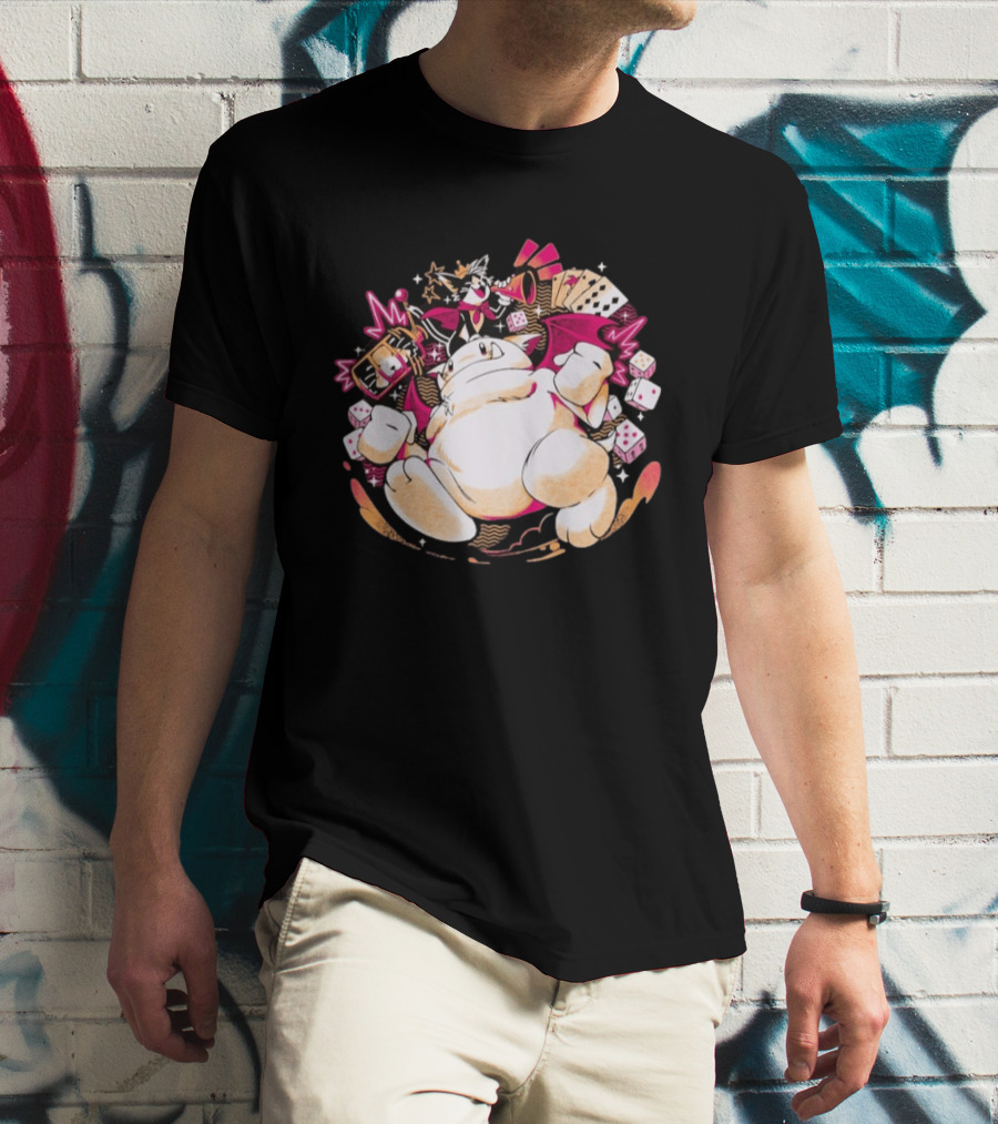 Fortune Favors The Cait Pop Culture Magical Creature With Cards Dice And Mystical T-Shirt
