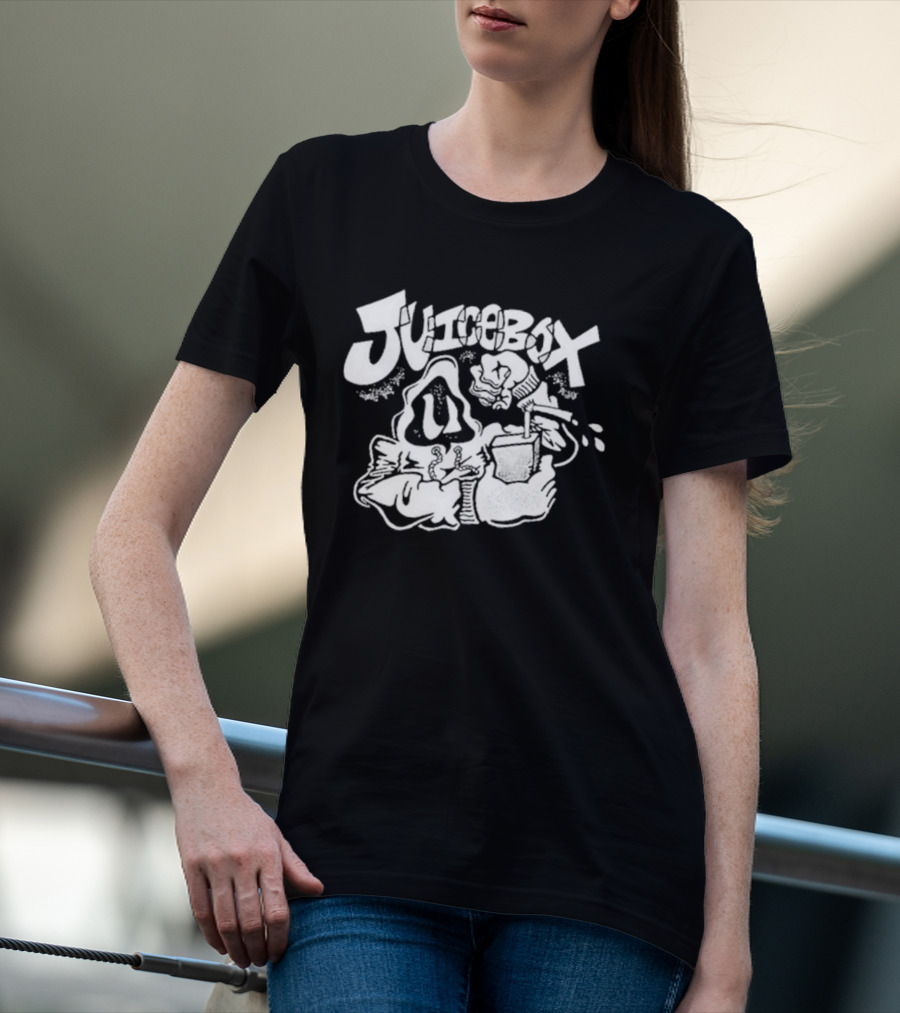 Juicebox Juice Crew Retro Cartoon Character With Drink And Fruit T-Shirt