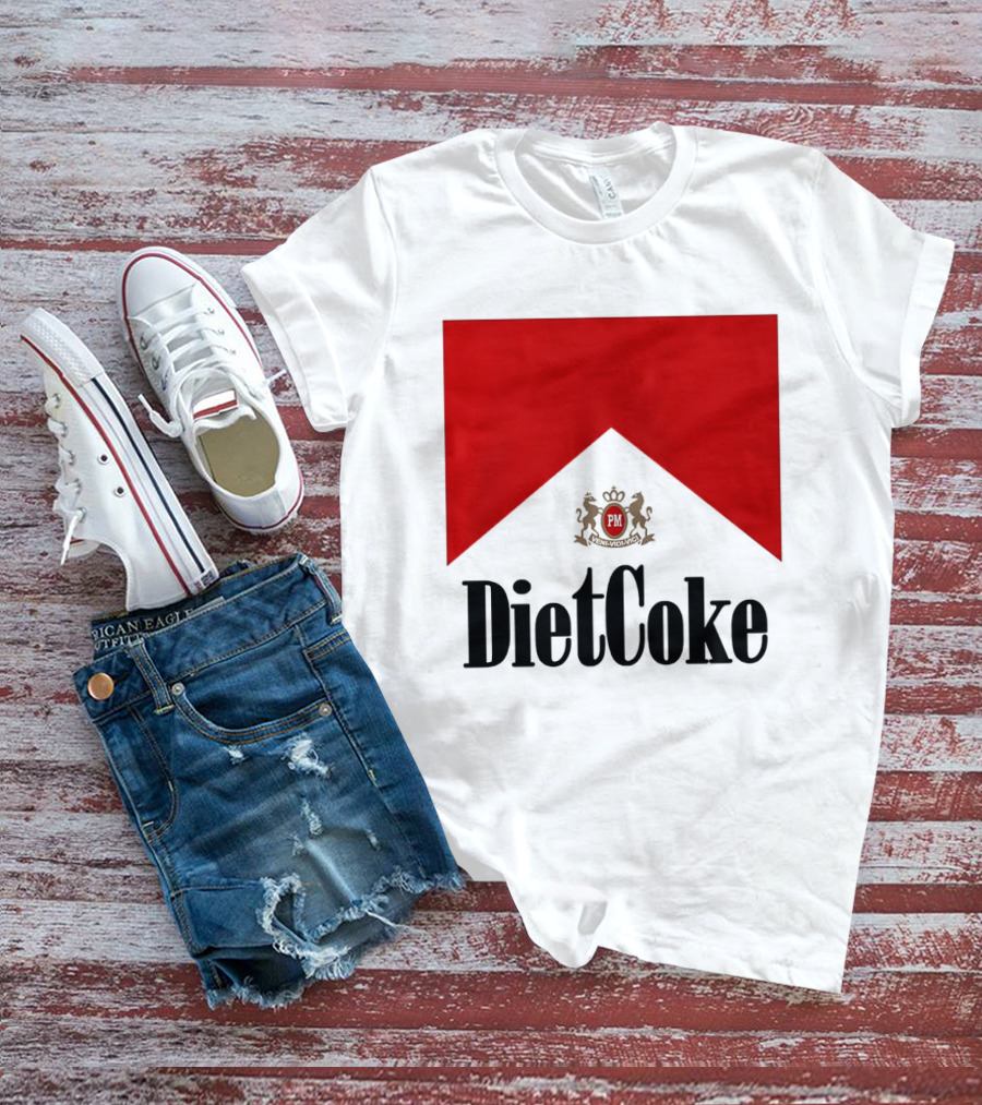Diet Coke Marlboro Cigarettes Red V Shape PM Crest T-Shirt