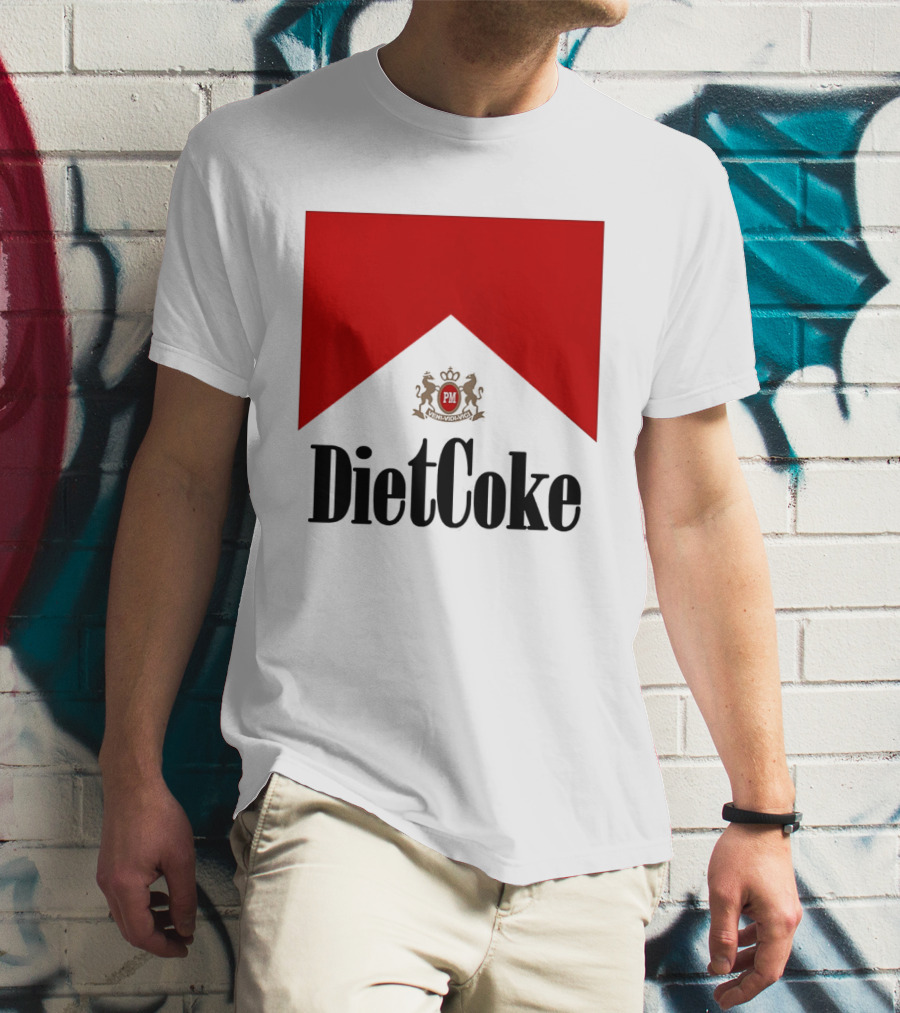 Diet Coke Marlboro Cigarettes Red V Shape PM Crest T-Shirt