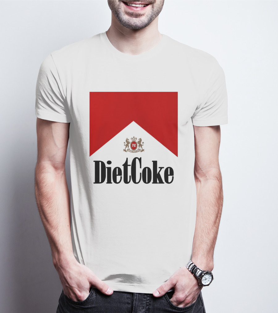 Diet Coke Marlboro Cigarettes Red V Shape PM Crest T-Shirt
