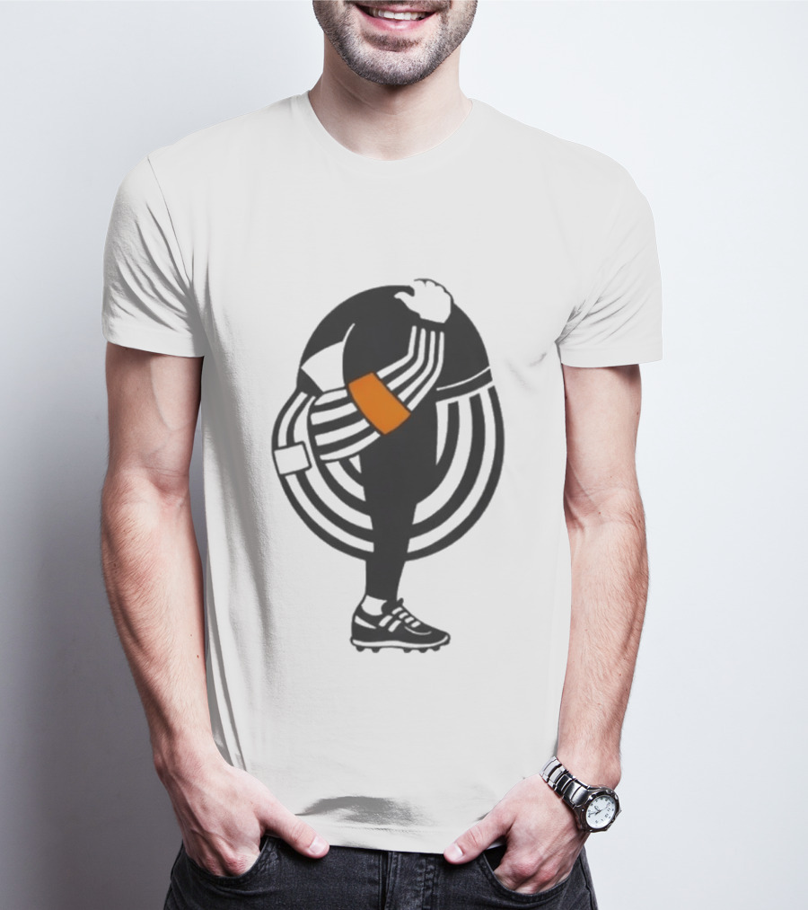 Kyle Dubas Referee Black And White Stripes With Orange Armband T-Shirt