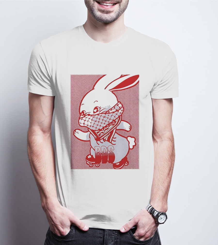 BDS Palestine Bunny With Keffiyeh And Roller Skates T-Shirt