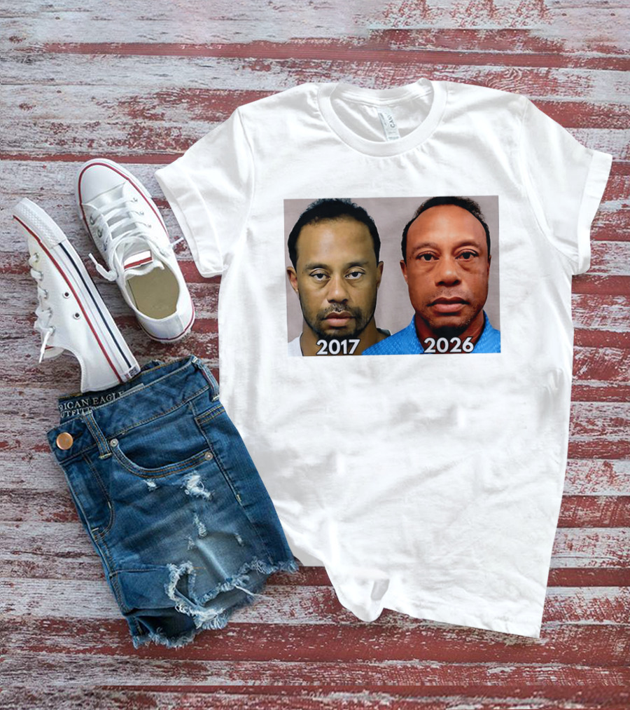 Tiger Woods Shot 2017 And 2026 Comparison T-Shirt