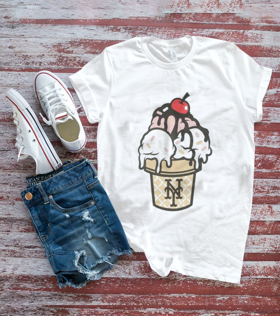 New York Mets Ice Cream Sundae Frozen Treats Cone T-Shirt