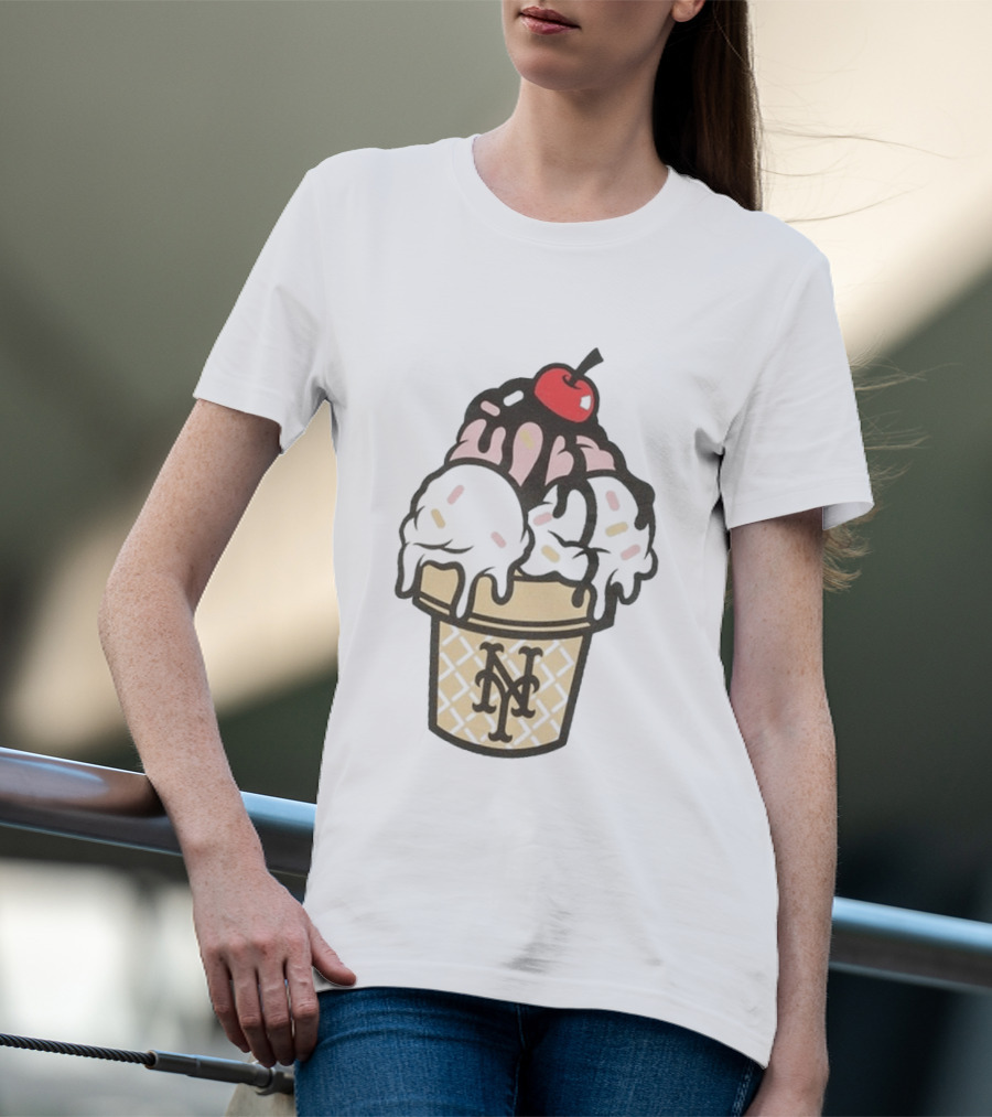 New York Mets Ice Cream Sundae Frozen Treats Cone T-Shirt