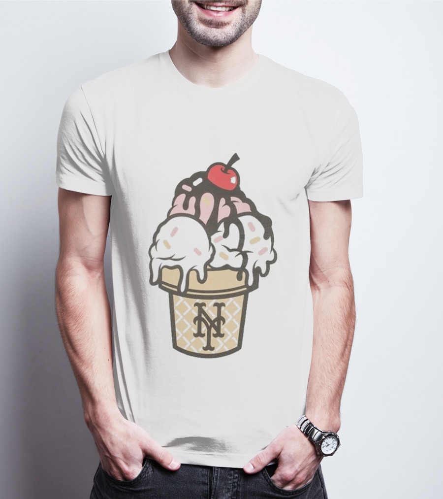 New York Mets Ice Cream Sundae Frozen Treats Cone T-Shirt
